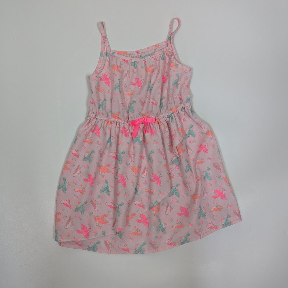 Cherokee Toddler Girls Faux Wrap Spring Bird Patterned Dress 5T